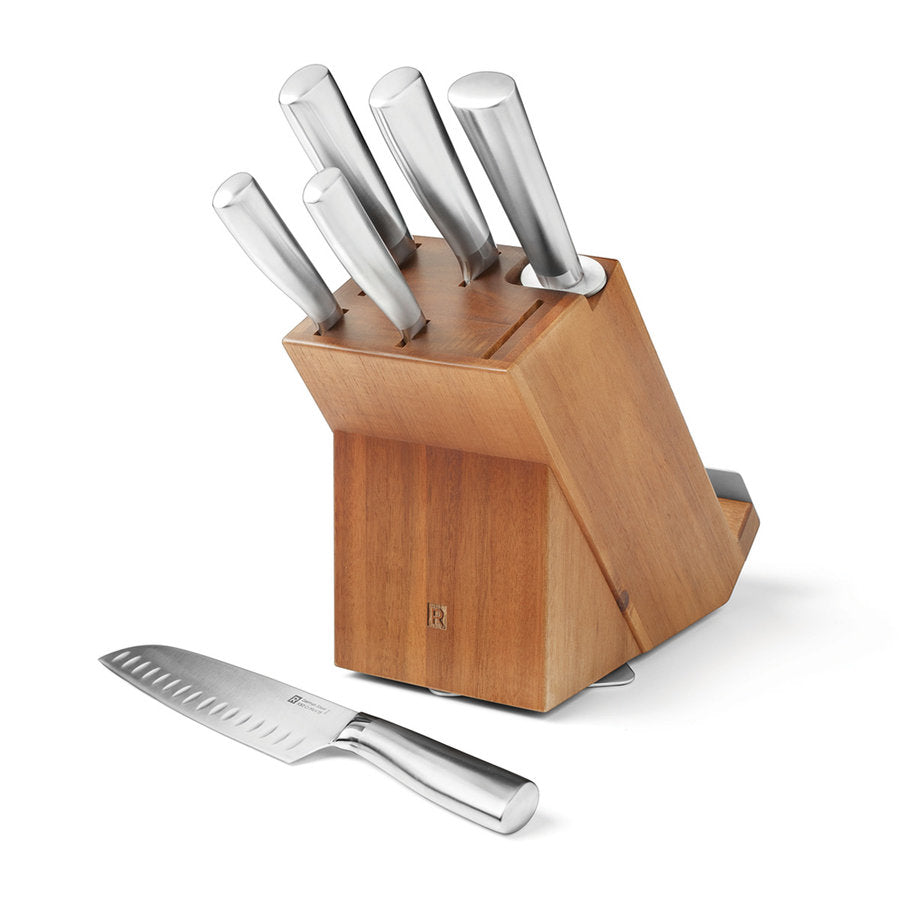 7-Piece Acacia Wood Rotating Knife Block Set