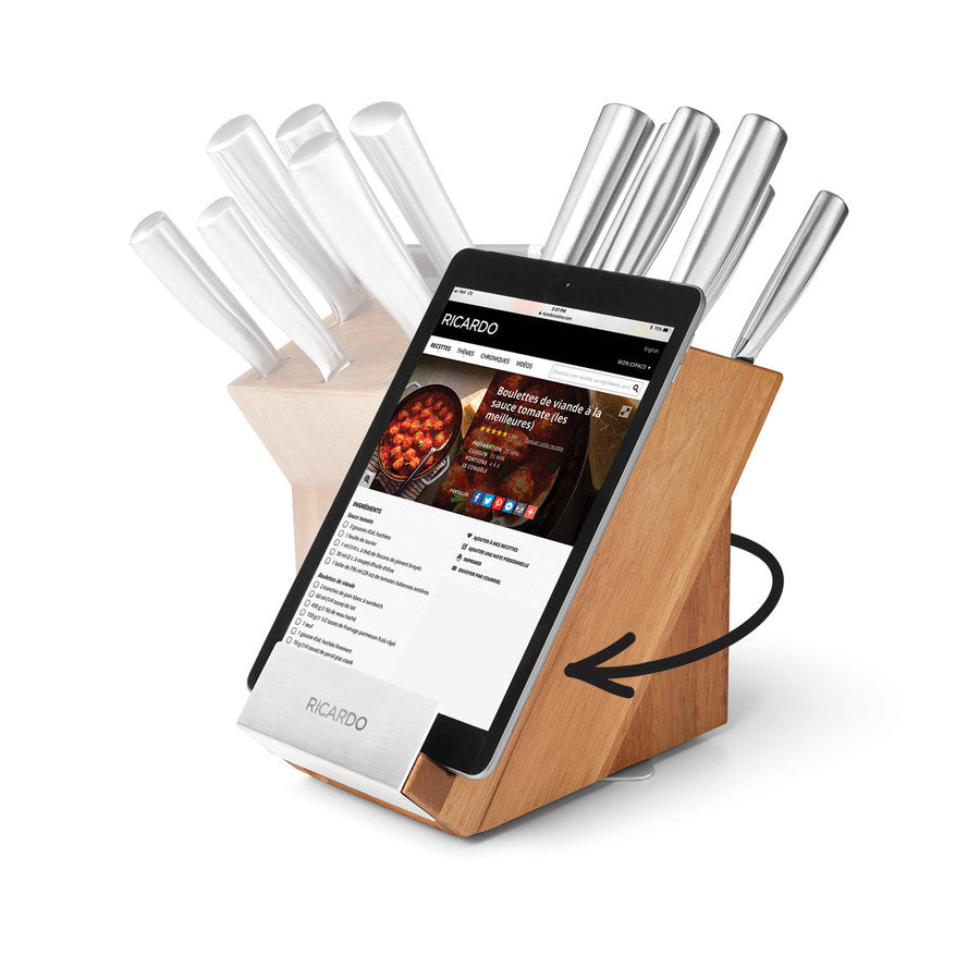 7-Piece Acacia Wood Rotating Knife Block Set